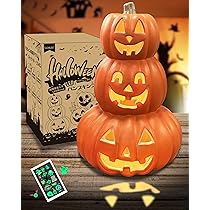 No.676⚜️ハロウィン企画ランタン3個付きの雰囲気漂うウォールシェルフ アート ハロウィン かぼちゃ置物 光る LED ジャックオーランタン 3連型